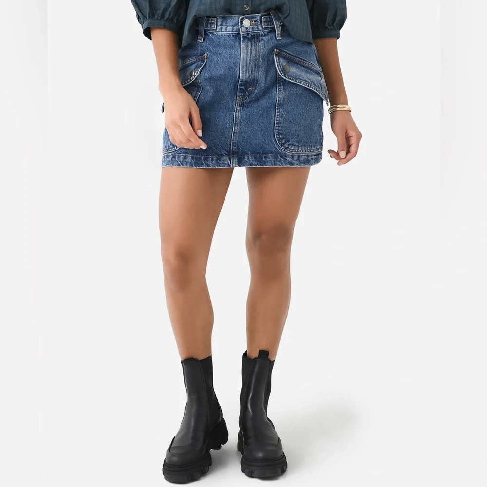 Re/Done Racer Denim Cargo Mini Skirt Moto Speedway Size‎ 27